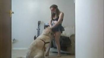 Solitary housewife captured on video engaging in intercourse with her canine